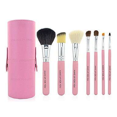 kit de 7 pincéis com case de copo rosa